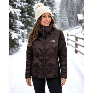 The North Face 550 Brown Satin Goose Down Puffer Coat - Size Medium